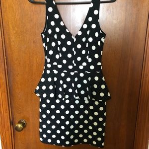 H&M Black And White Polka Dot Peplum Dress